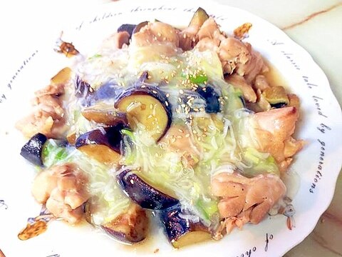 たっぷりのあんで!鶏モモとナスのネギ塩だれかけ♪